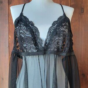 Secret Treasures Black Lace Sheer Chemise Nightie Sleepwear Size 2X
